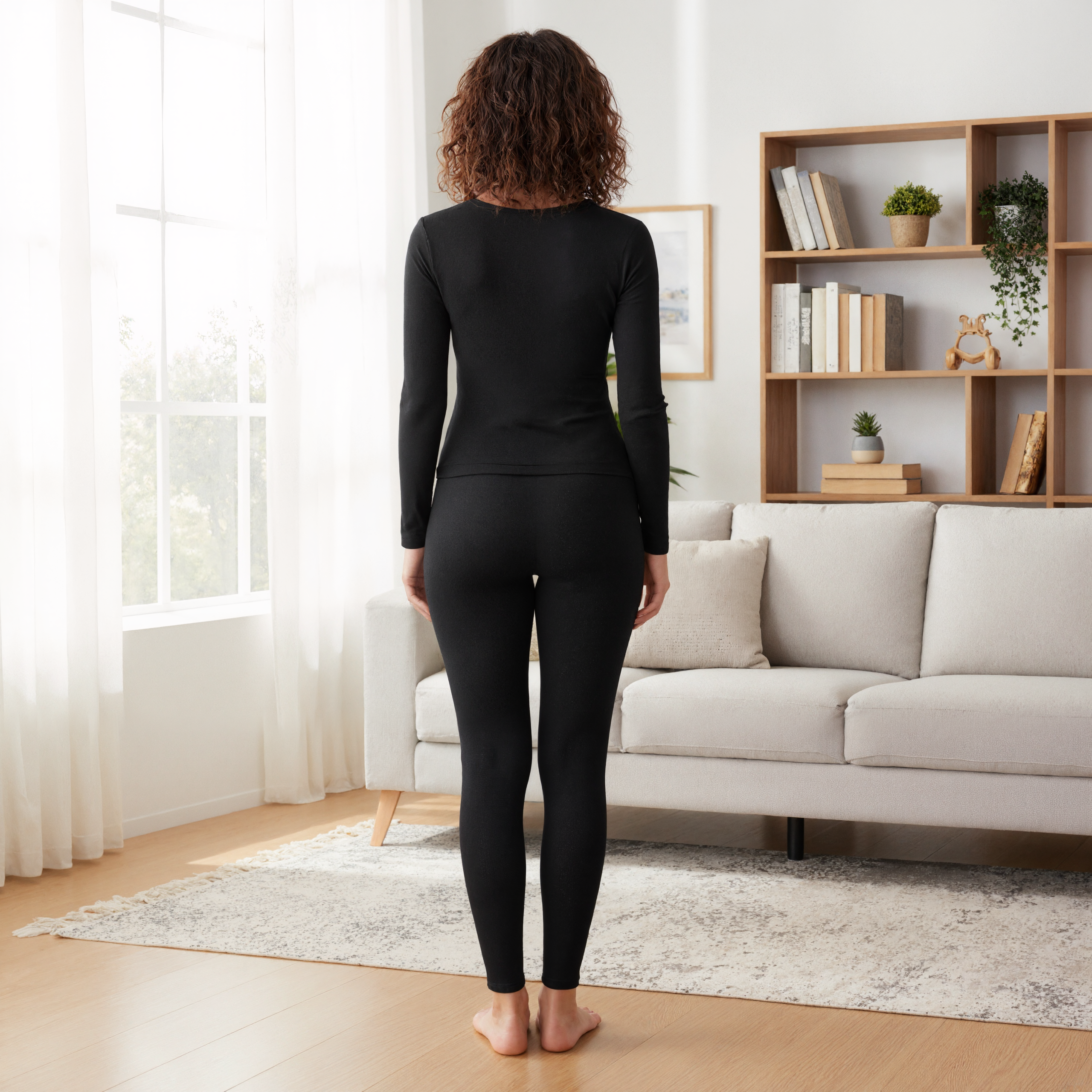 Women Long Johns With Fleece Lined Long Sleeves Base Layer Set - Image 2