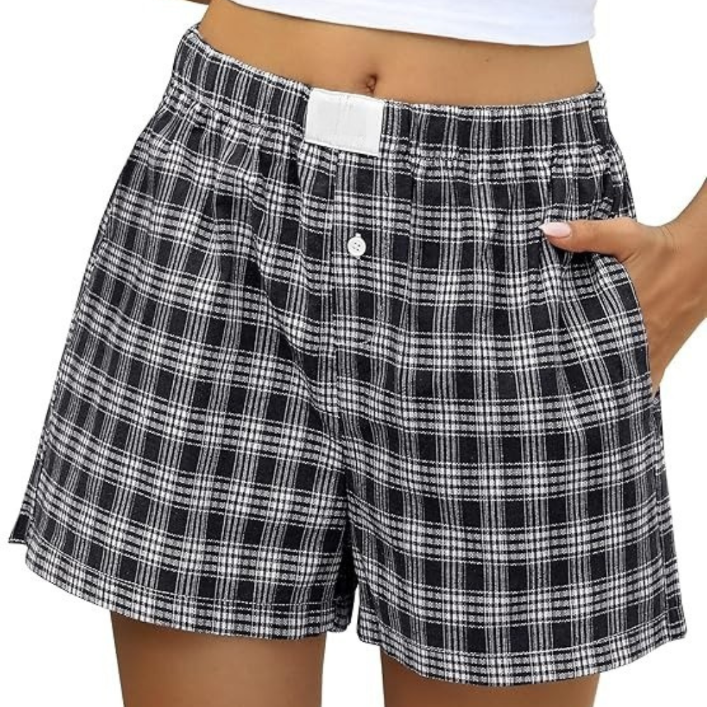 Women Gingham Plaid Boxer Lounge Shorts - Image 27