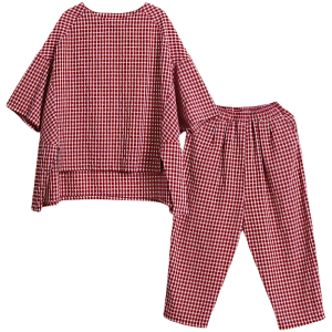 Womens Gingham Loose Fit Loungewear Set