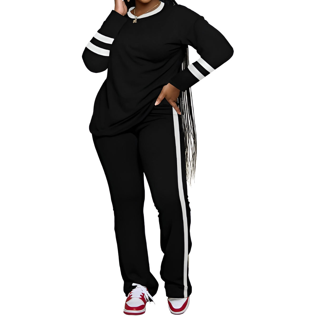 Two Piece Lounge Sets For Women With Long Sleeve Casual Top And Flare Pants - Image 18