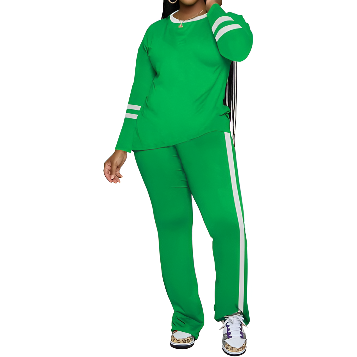 Two Piece Lounge Sets For Women With Long Sleeve Casual Top And Flare Pants - Image 46