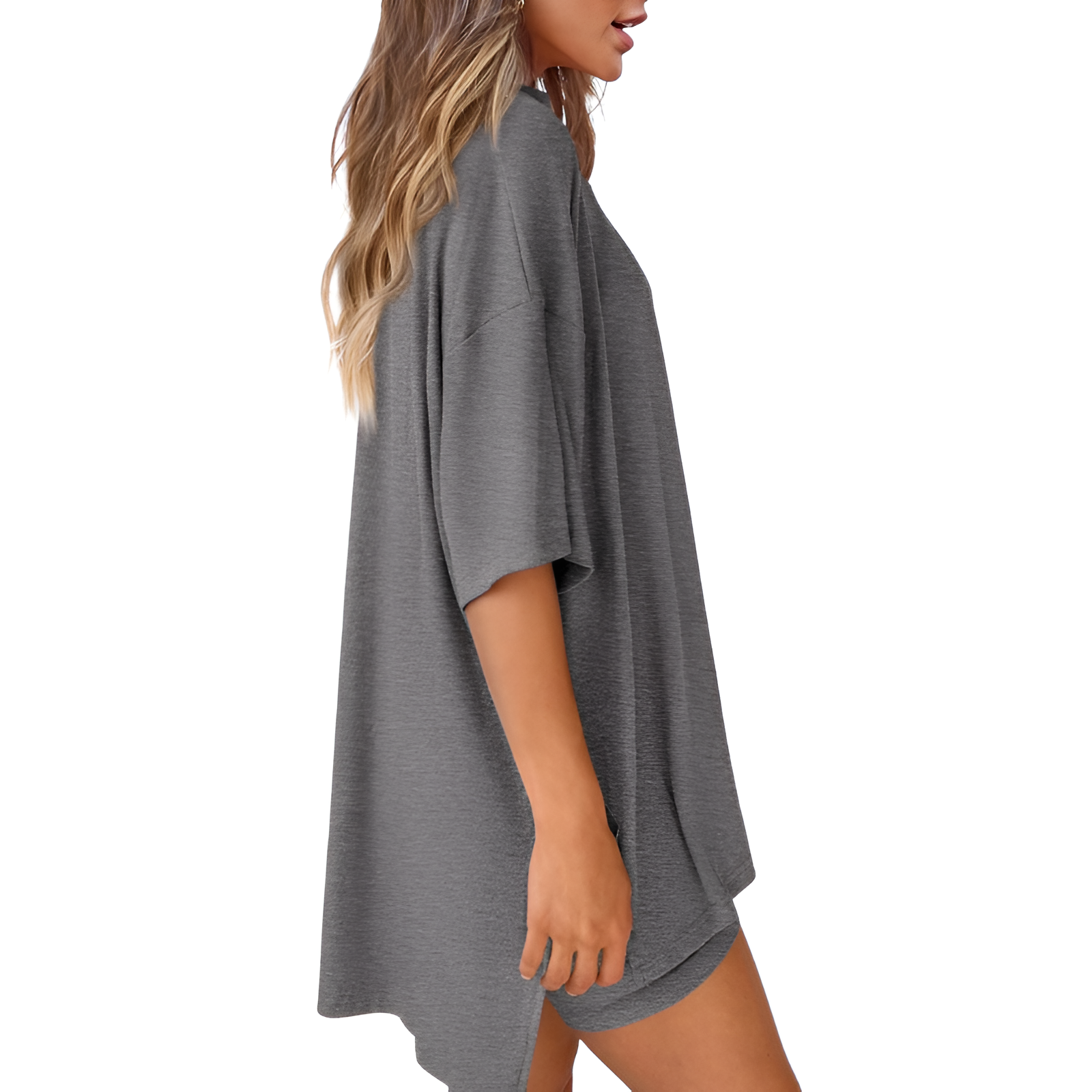 Two Piece Lounge Sets For Women With Oversized T Shirt And Biker Shorts - Image 3