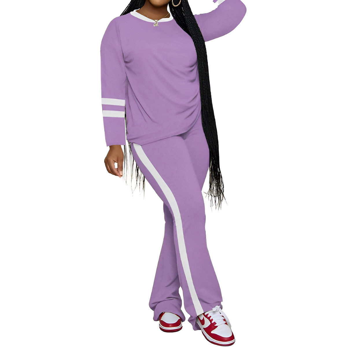 Two Piece Lounge Sets For Women With Long Sleeve Casual Top And Flare Pants - Image 37