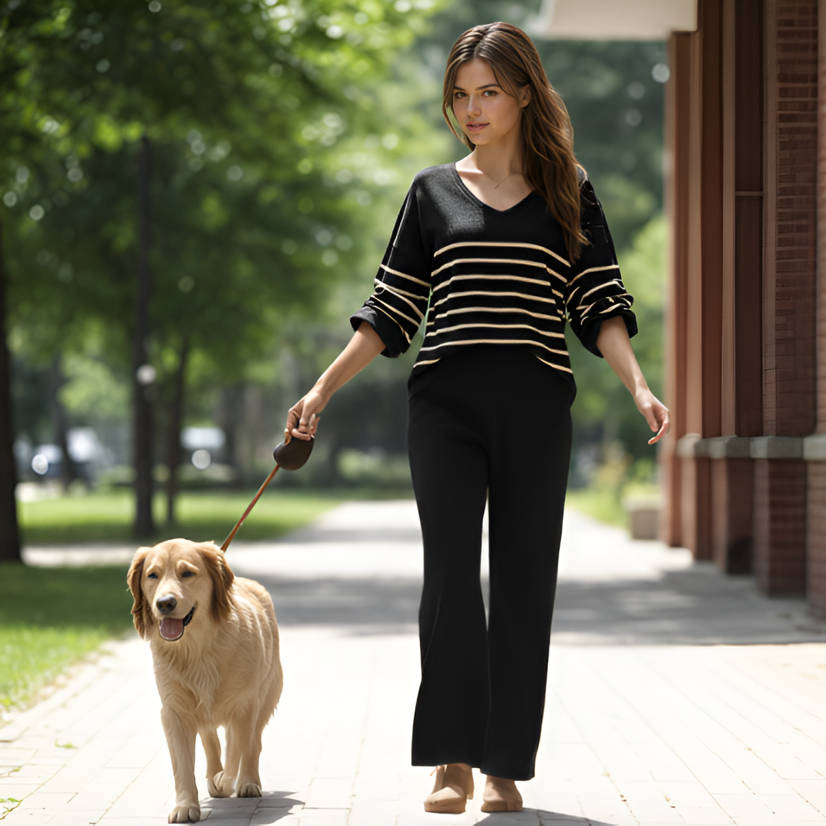 Two Piece For Women With Knit Sweater Top And And Matching Pants Loungewear - Image 3