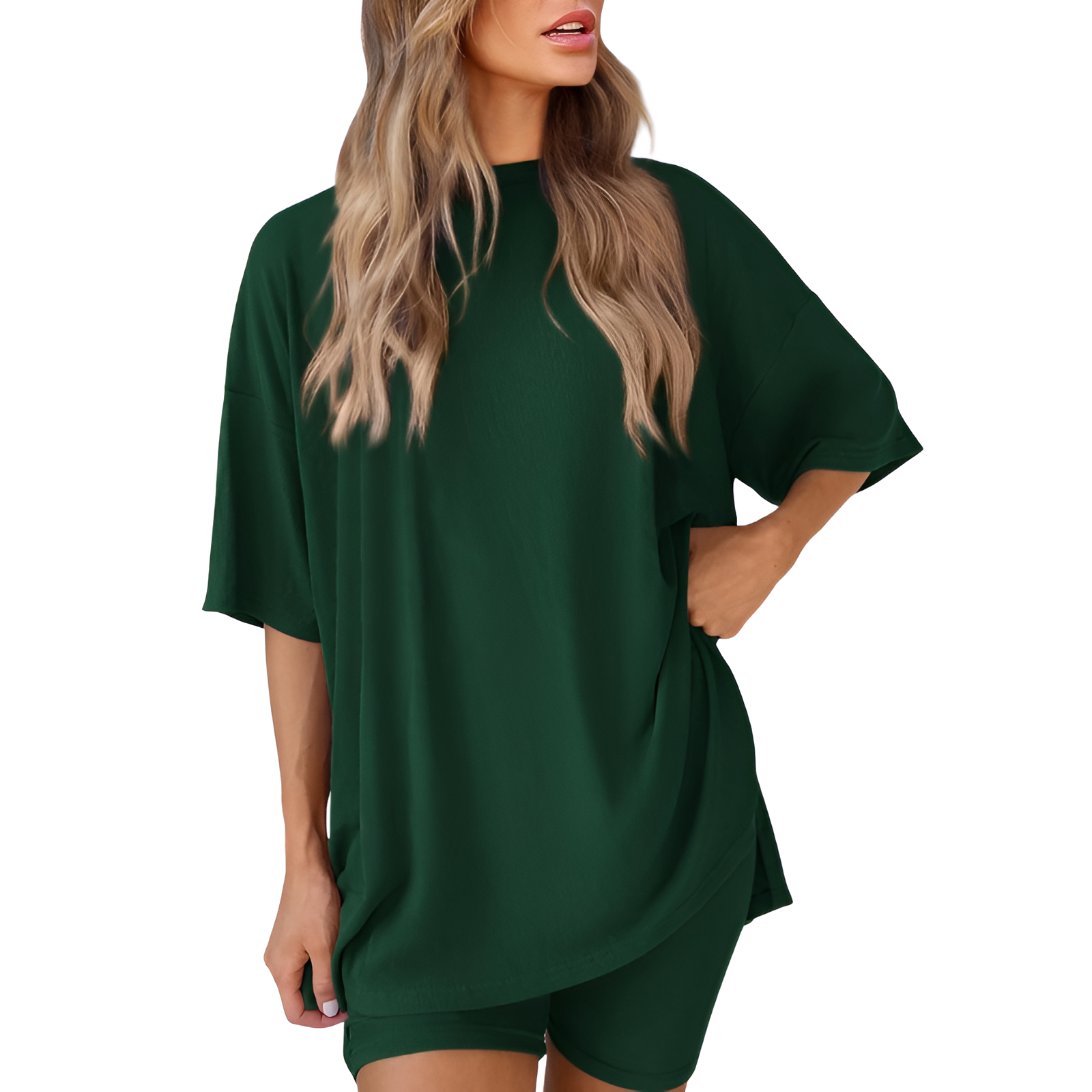 Two Piece Lounge Sets For Women With Oversized T Shirt And Biker Shorts - Image 15