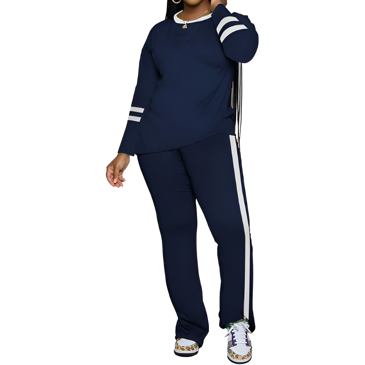 Two Piece Lounge Sets For Women With Long Sleeve Casual Top And Flare Pants - Image 44