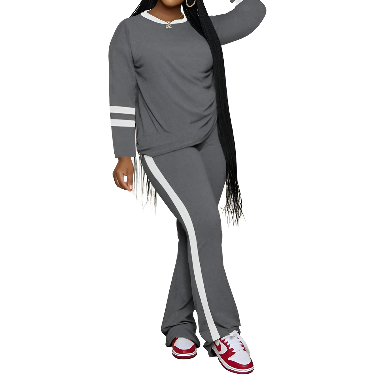 Two Piece Lounge Sets For Women With Long Sleeve Casual Top And Flare Pants - Image 27