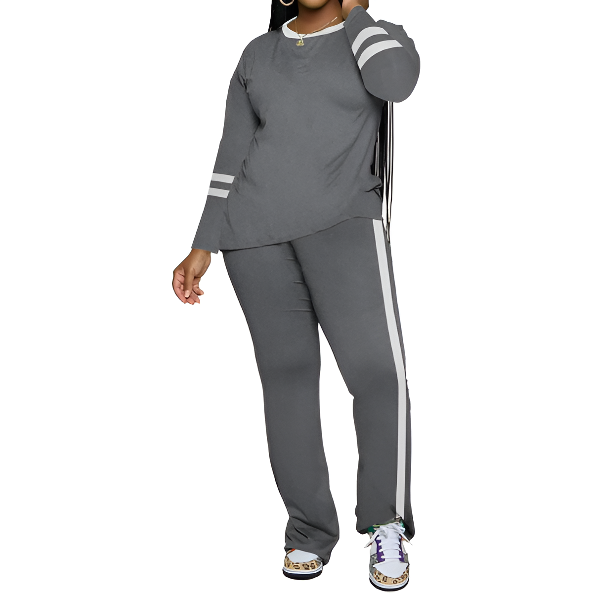 Two Piece Lounge Sets For Women With Long Sleeve Casual Top And Flare Pants - Image 29