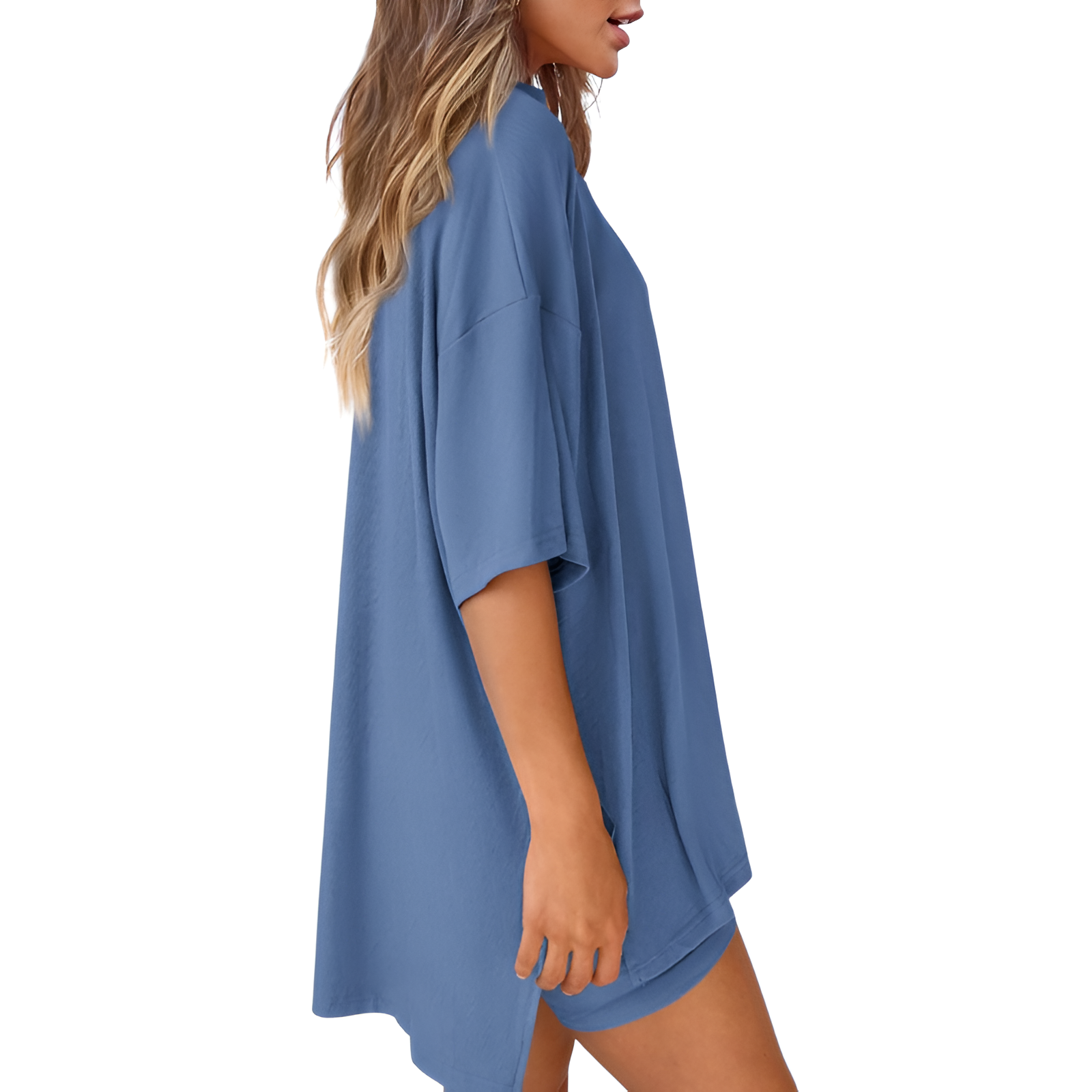 Two Piece Lounge Sets For Women With Oversized T Shirt And Biker Shorts - Image 21