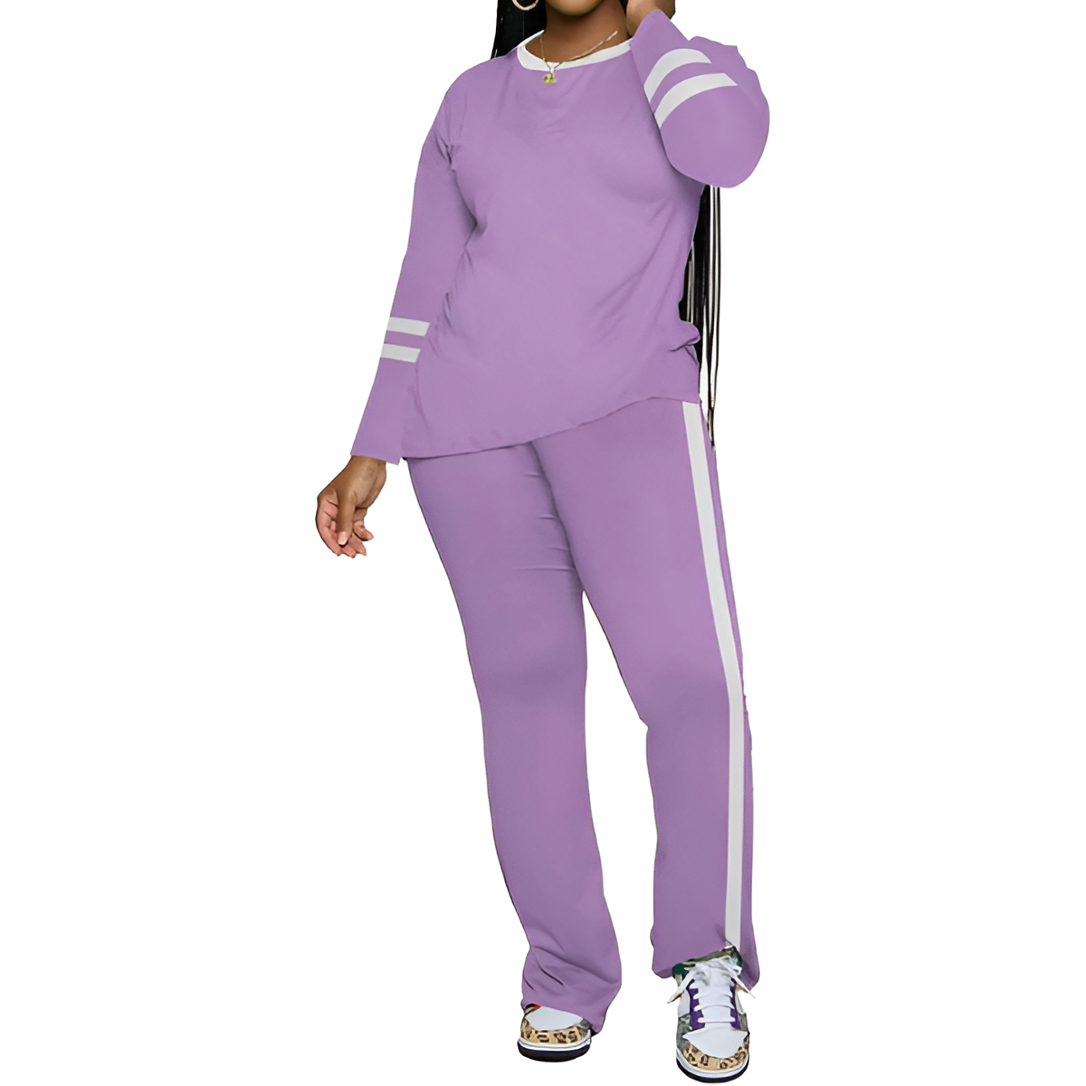 Two Piece Lounge Sets For Women With Long Sleeve Casual Top And Flare Pants - Image 36