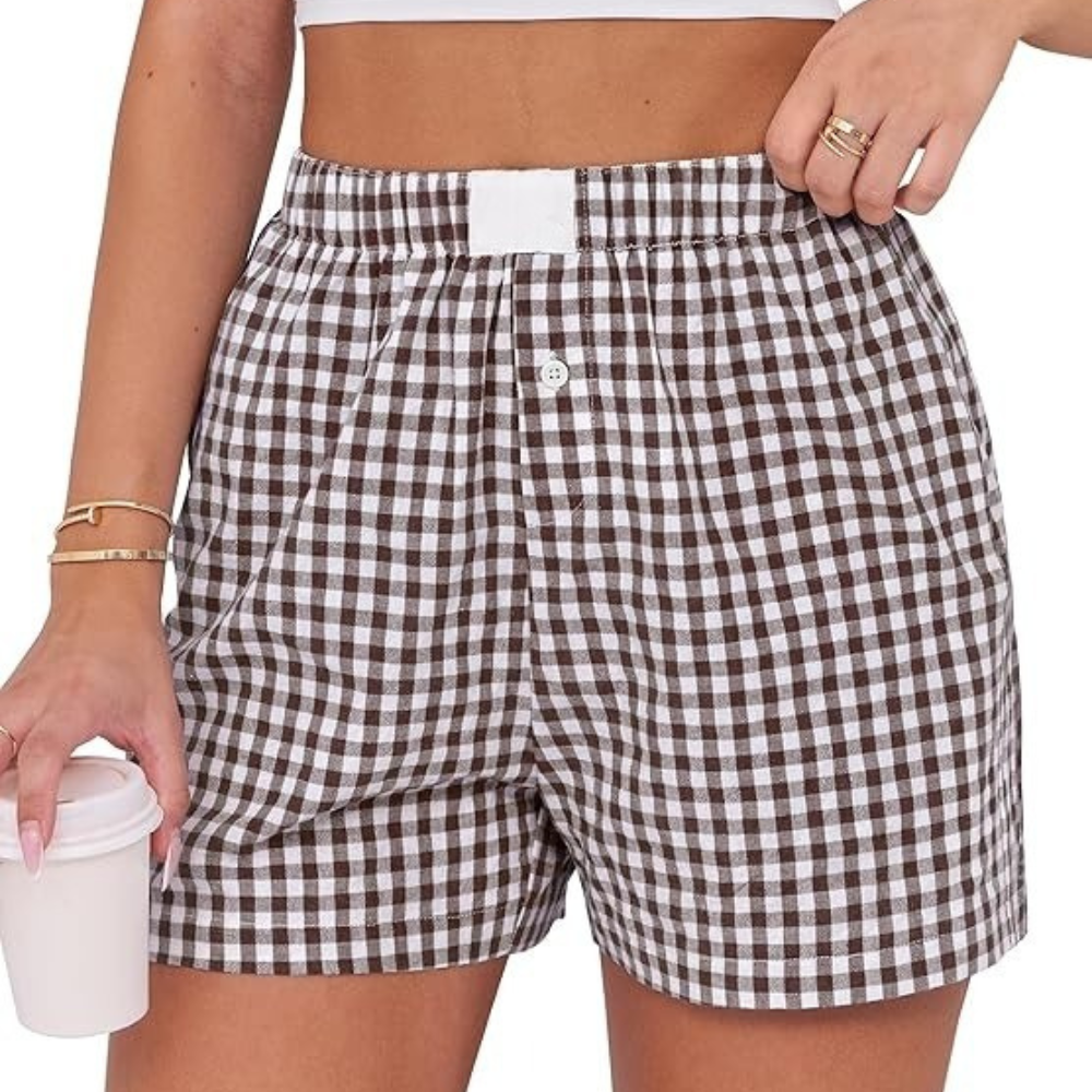 Women Gingham Plaid Boxer Lounge Shorts - Image 18