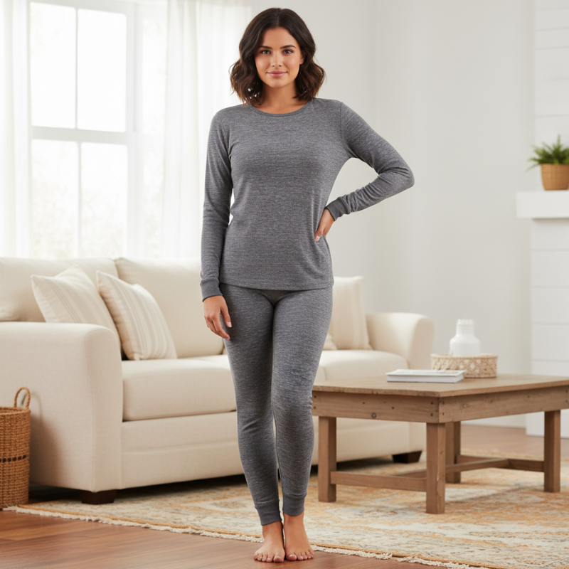 Micro Waffle Thermal Underwear Set For Cold Weather For Women - Image 5