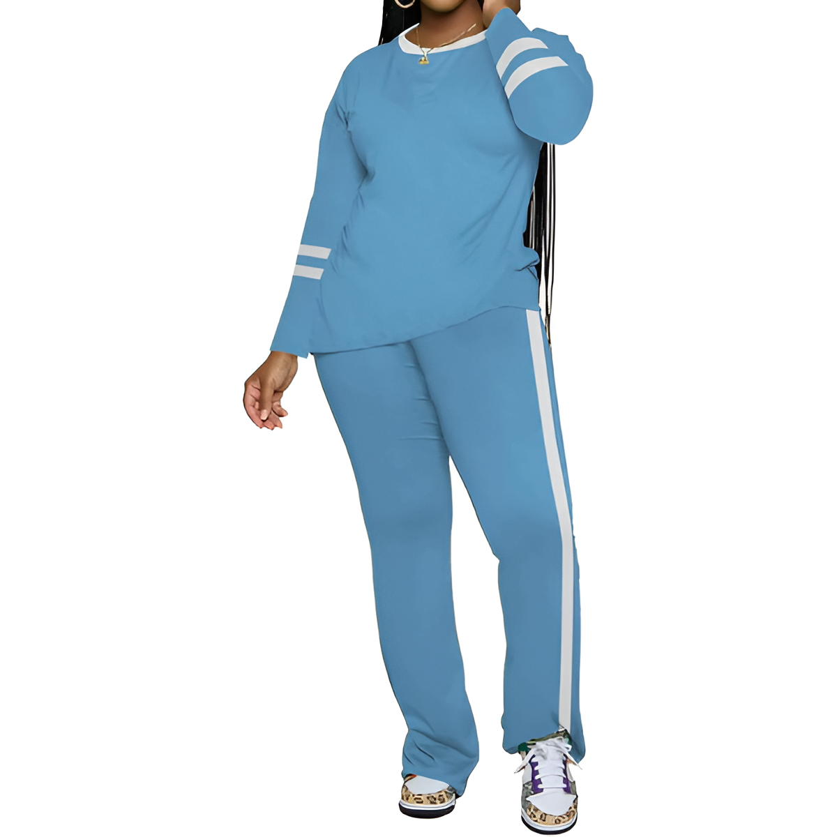 Two Piece Lounge Sets For Women With Long Sleeve Casual Top And Flare Pants - Image 23