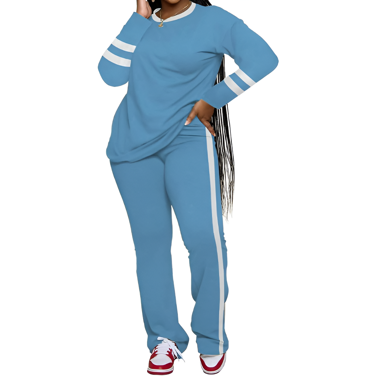Two Piece Lounge Sets For Women With Long Sleeve Casual Top And Flare Pants - Image 22