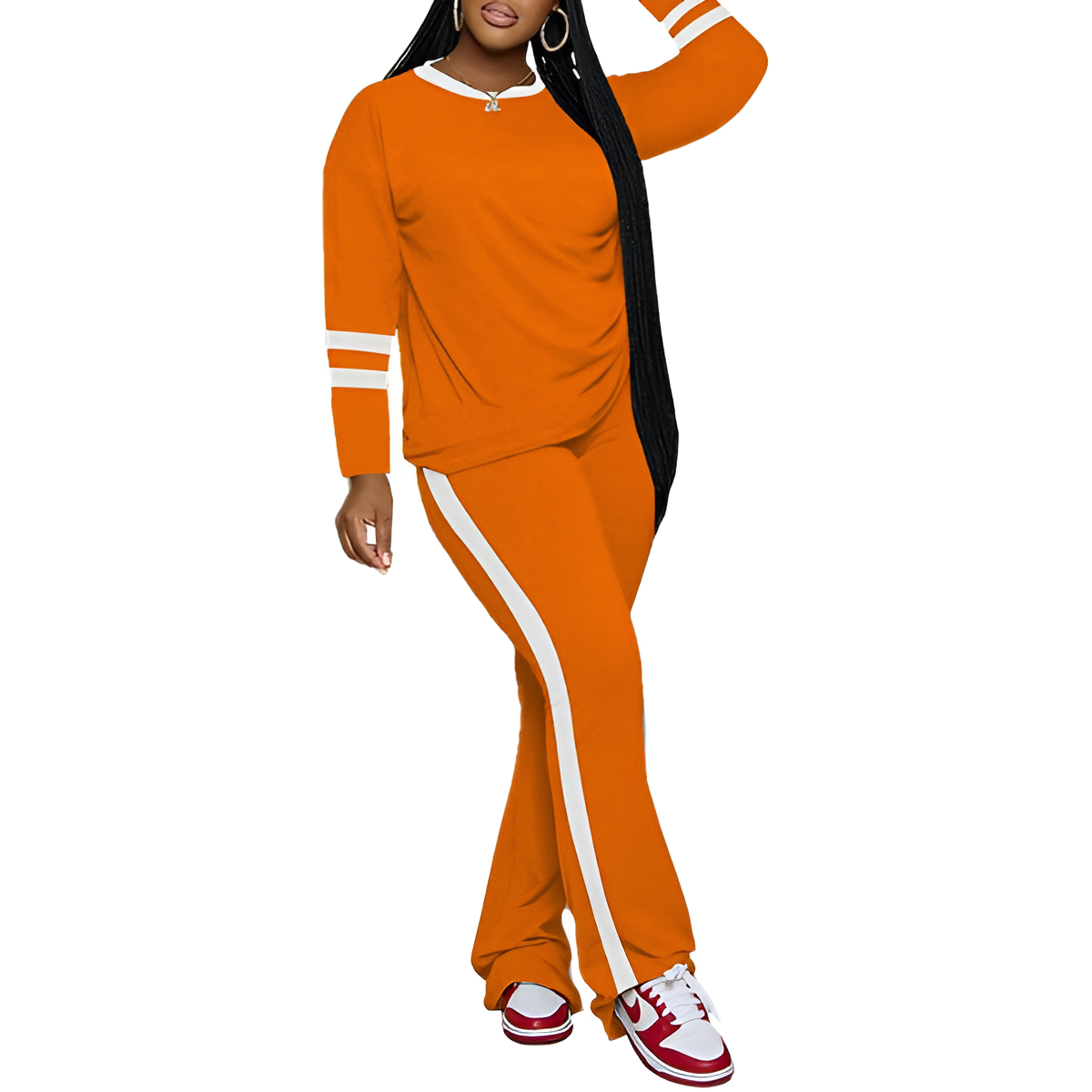 Two Piece Lounge Sets For Women With Long Sleeve Casual Top And Flare Pants - Image 11