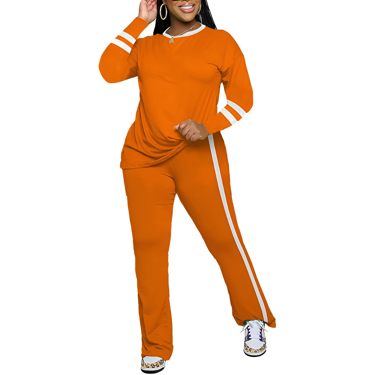Two Piece Lounge Sets For Women With Long Sleeve Casual Top And Flare Pants - Image 15