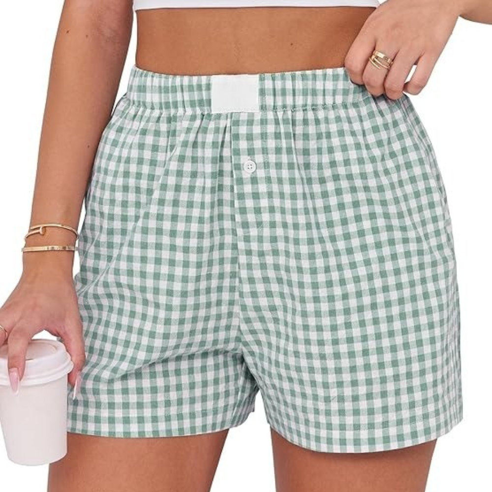Women Gingham Plaid Boxer Lounge Shorts - Image 17