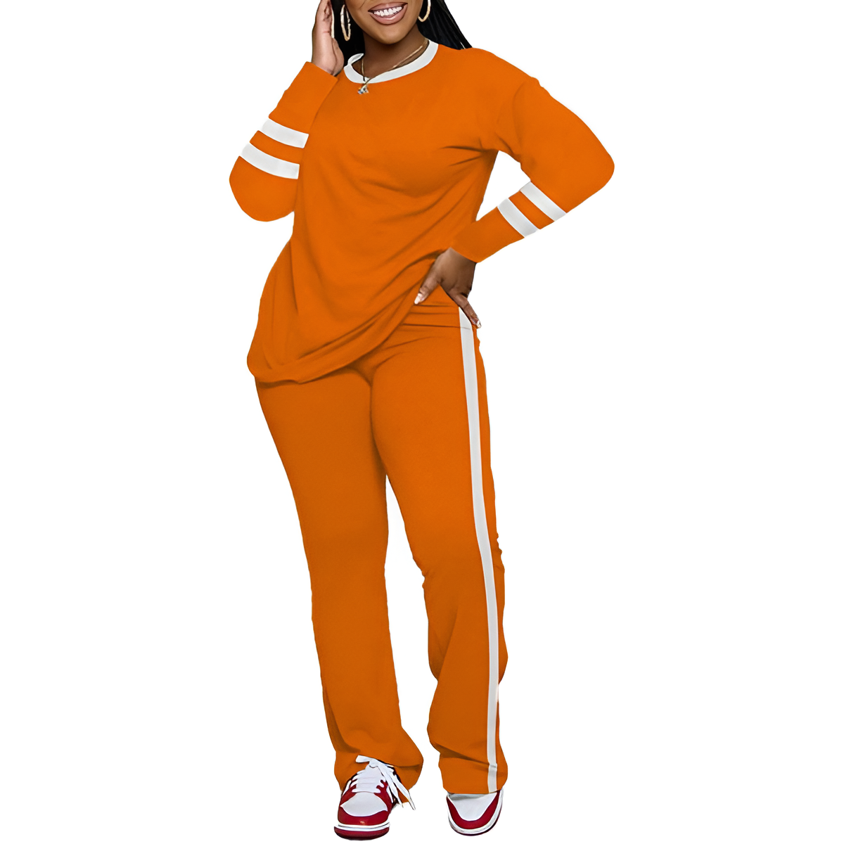 Two Piece Lounge Sets For Women With Long Sleeve Casual Top And Flare Pants - Image 14