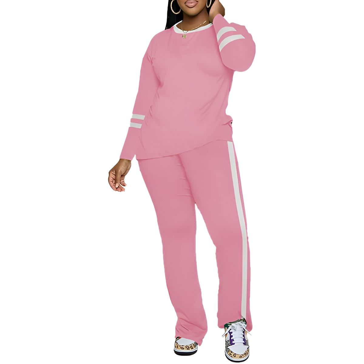 Two Piece Lounge Sets For Women With Long Sleeve Casual Top And Flare Pants - Image 8