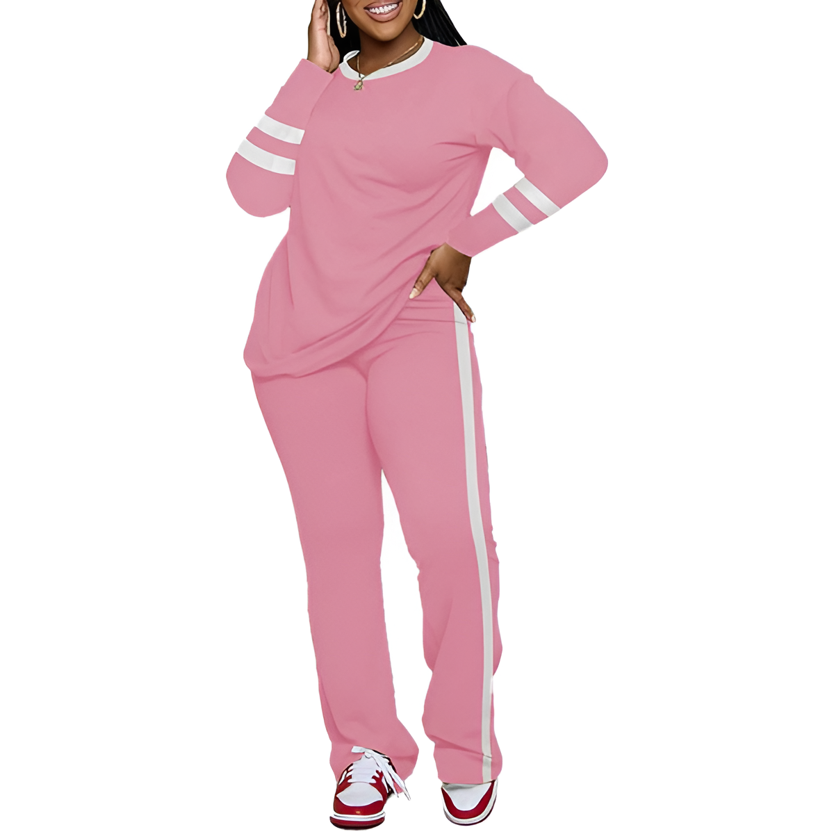 Two Piece Lounge Sets For Women With Long Sleeve Casual Top And Flare Pants - Image 7