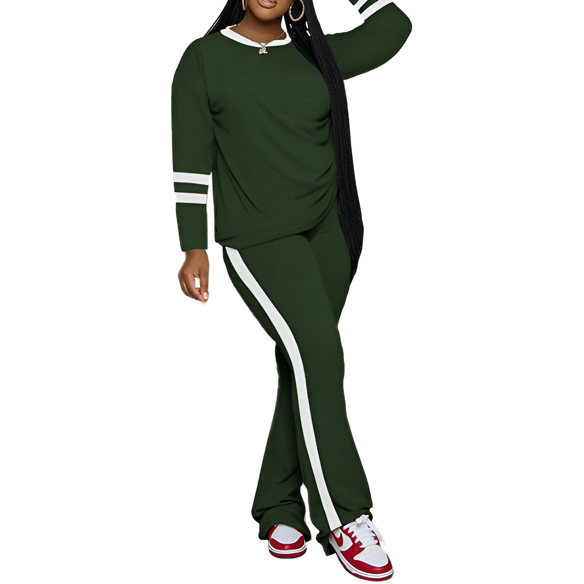 Two Piece Lounge Sets For Women With Long Sleeve Casual Top And Flare Pants - Image 5