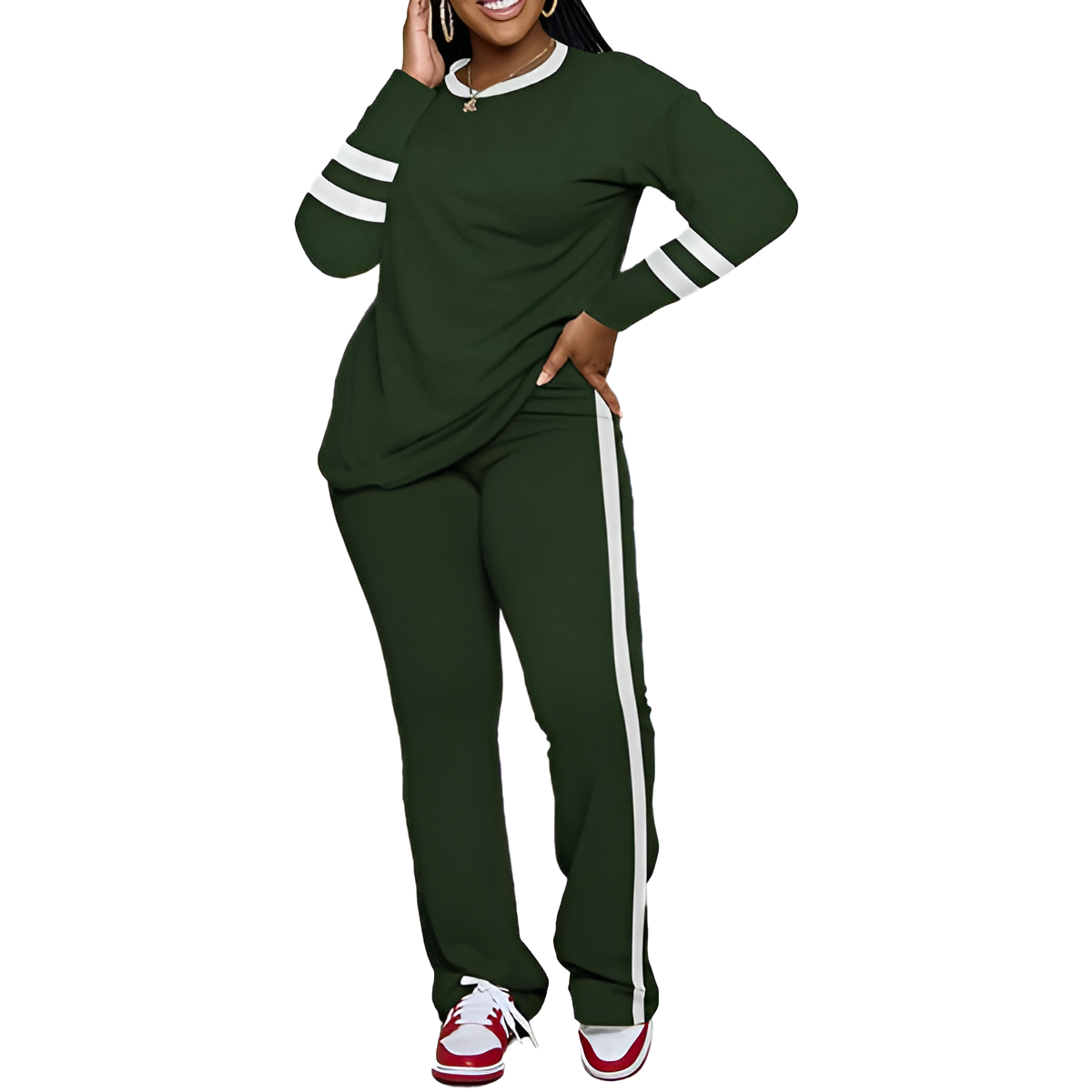 Two Piece Lounge Sets For Women With Long Sleeve Casual Top And Flare Pants - Image 4