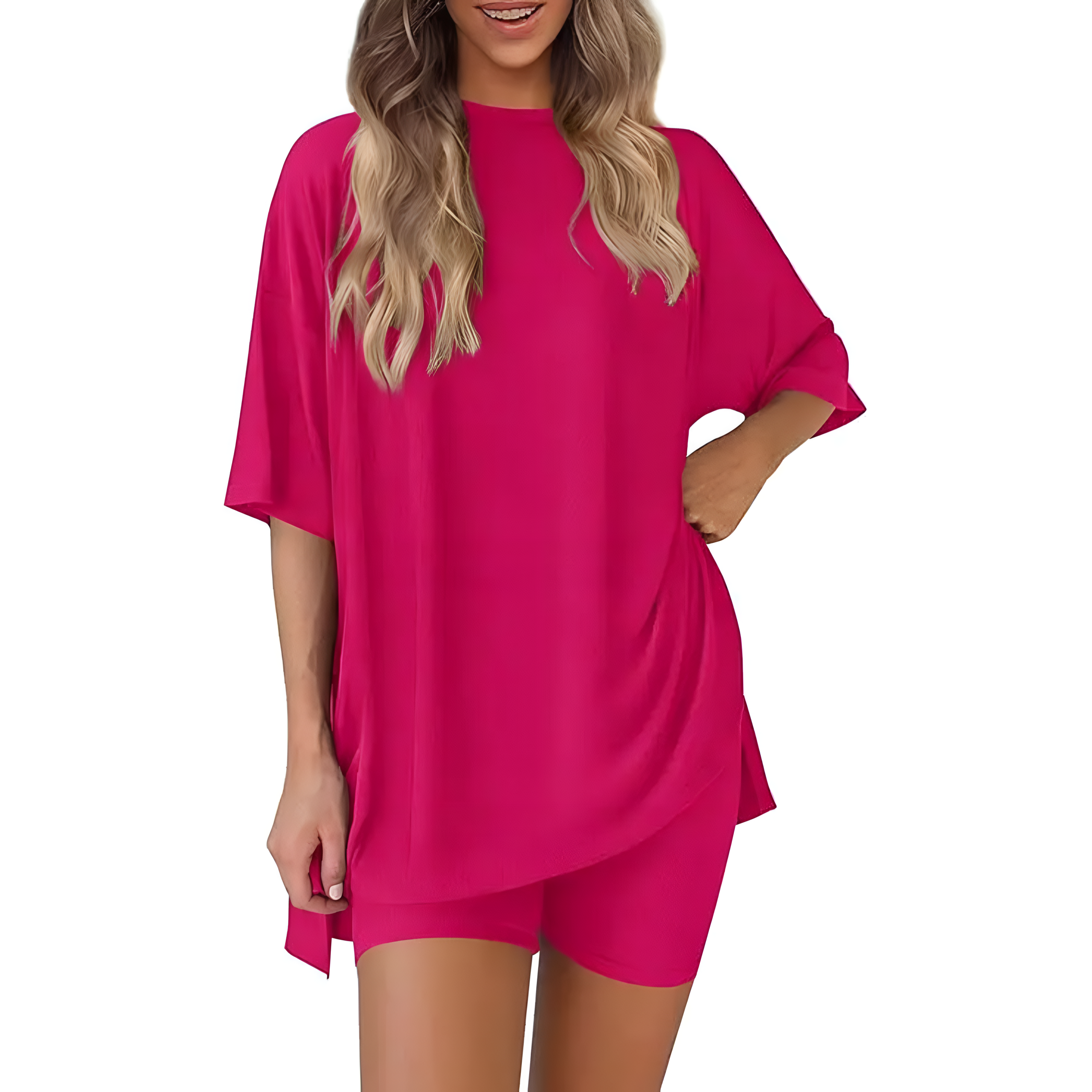 Oversized Top And Shorts Two Piece Lounge Set For Women - Image 7