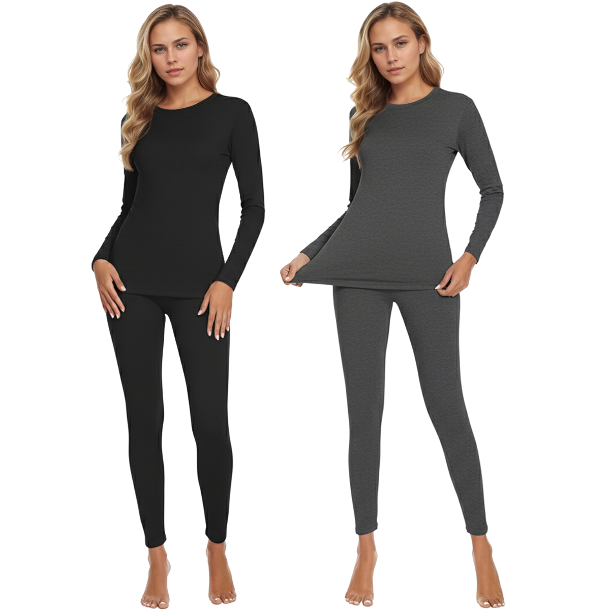 Pack Of 2 Women Thermal Base Layer Underwear Top And Bottom Set - Image 5
