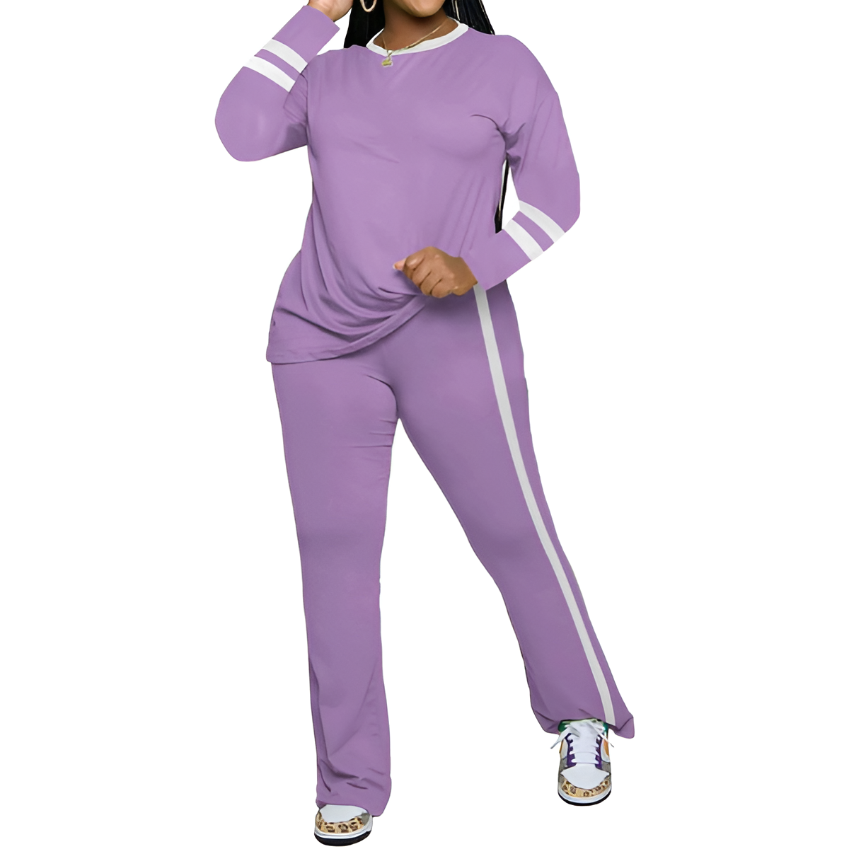 Two Piece Lounge Sets For Women With Long Sleeve Casual Top And Flare Pants - Image 39