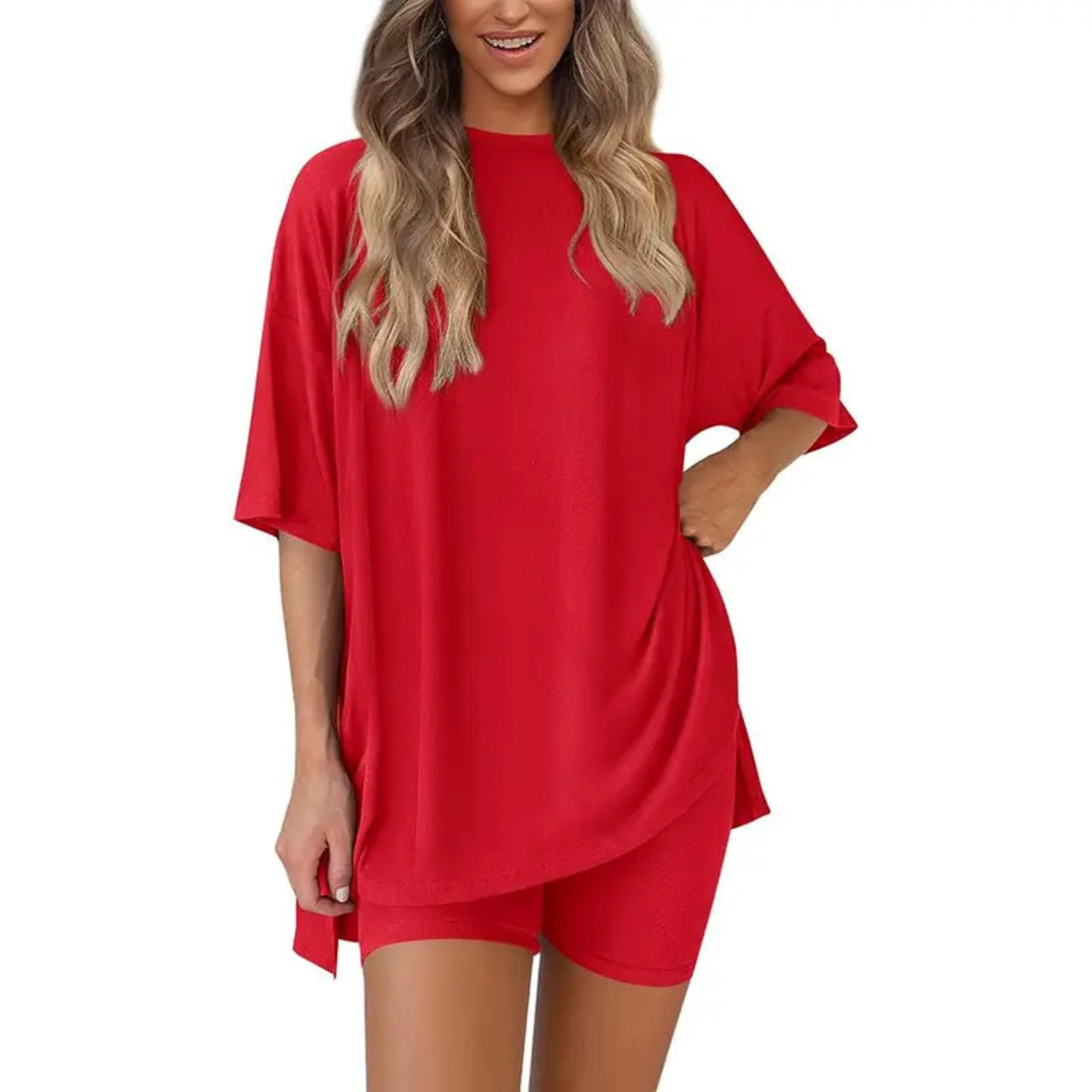 Oversized Top And Shorts Two Piece Lounge Set For Women - Image 6