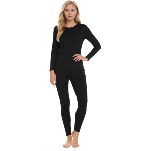 Women Thermal Underwear Fleece Lined Base Layer Top Bottom Set