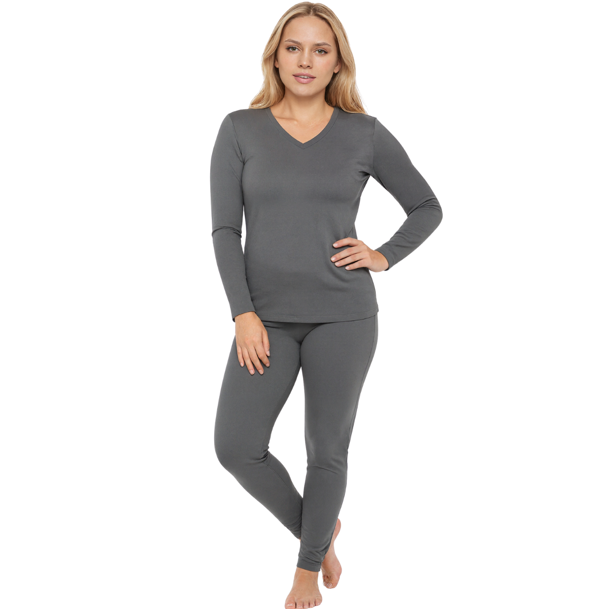 Thermal Underwear Fleece Base Layer Set For Women With V Shape Design - Image 5