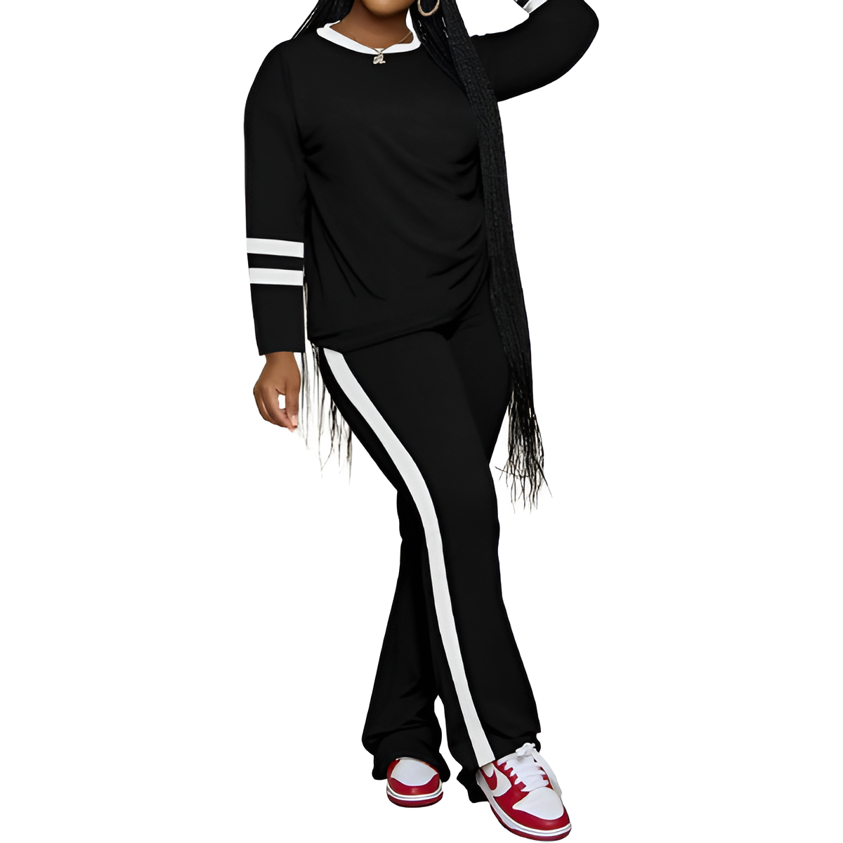 Two Piece Lounge Sets For Women With Long Sleeve Casual Top And Flare Pants - Image 19