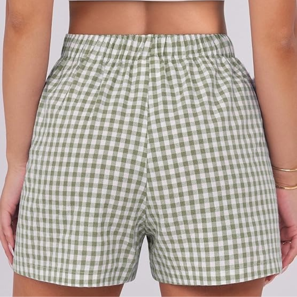 Women Gingham Plaid Boxer Lounge Shorts - Image 3