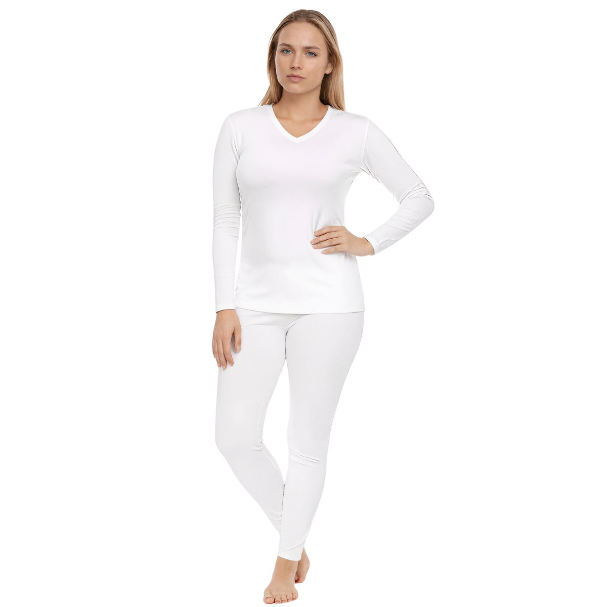 Thermal Underwear Fleece Base Layer Set For Women With V Shape Design - Image 7
