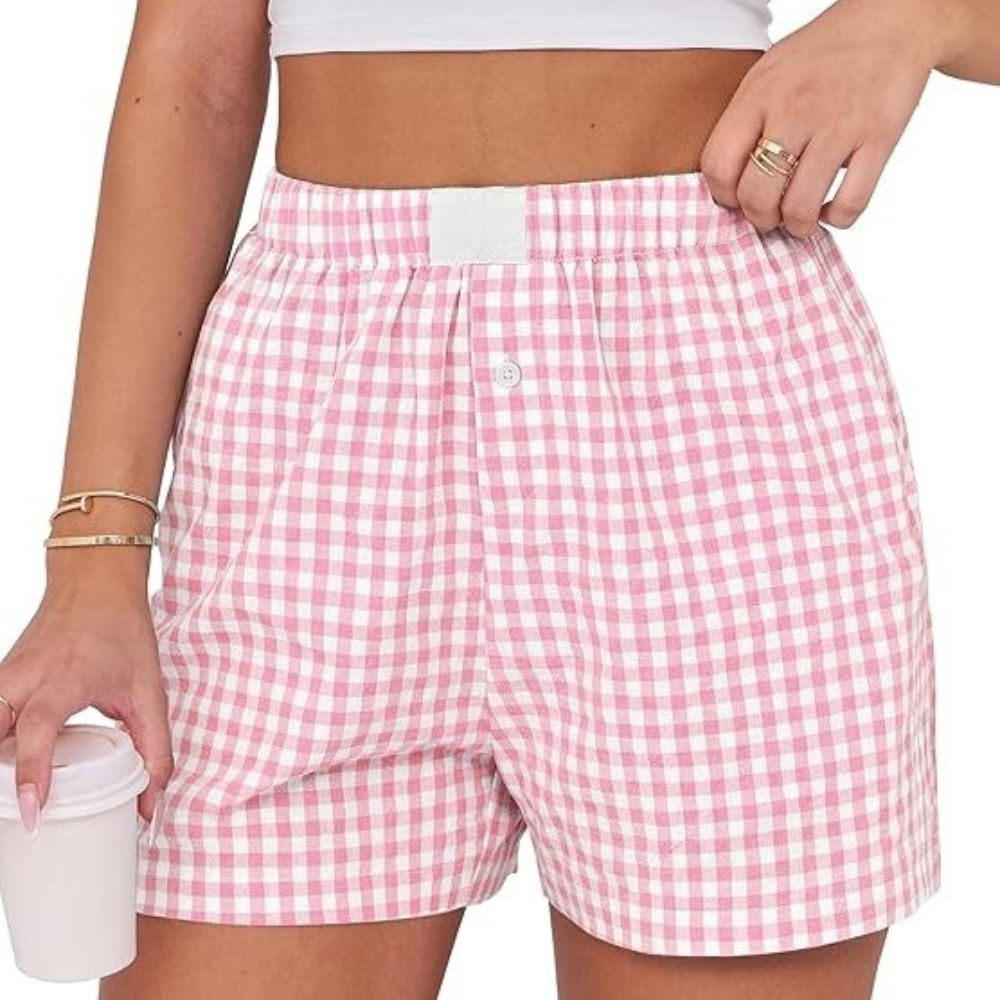 Women Gingham Plaid Boxer Lounge Shorts - Image 13