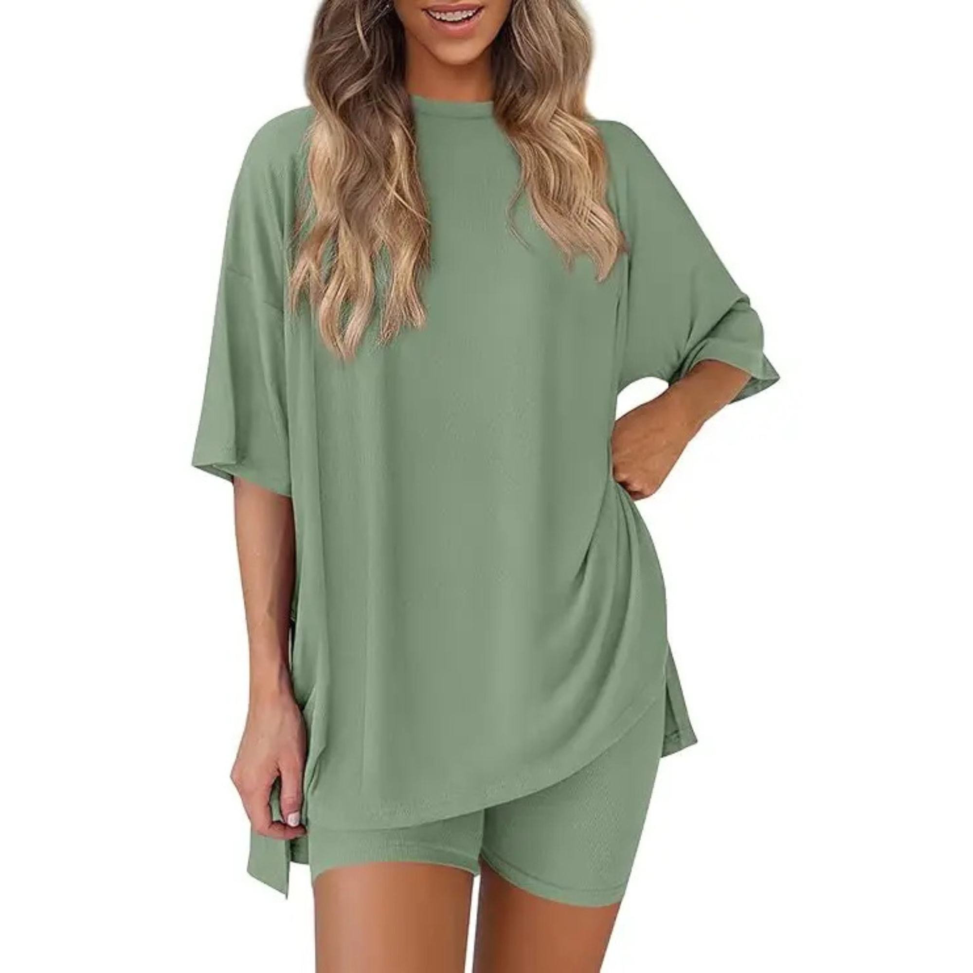 Oversized Top And Shorts Two Piece Lounge Set For Women - Image 9
