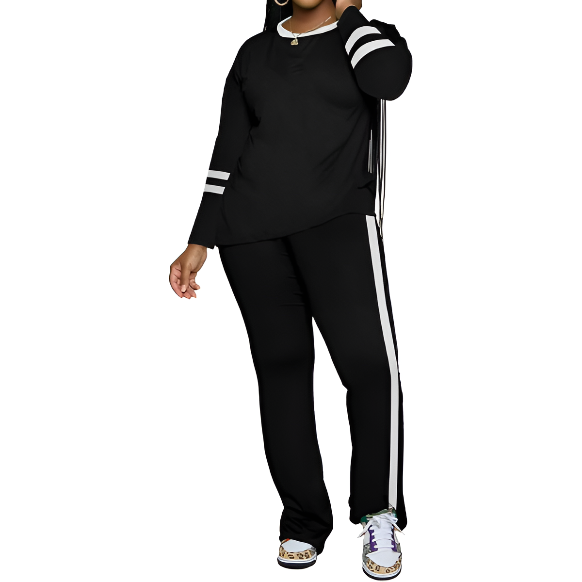 Two Piece Lounge Sets For Women With Long Sleeve Casual Top And Flare Pants - Image 17