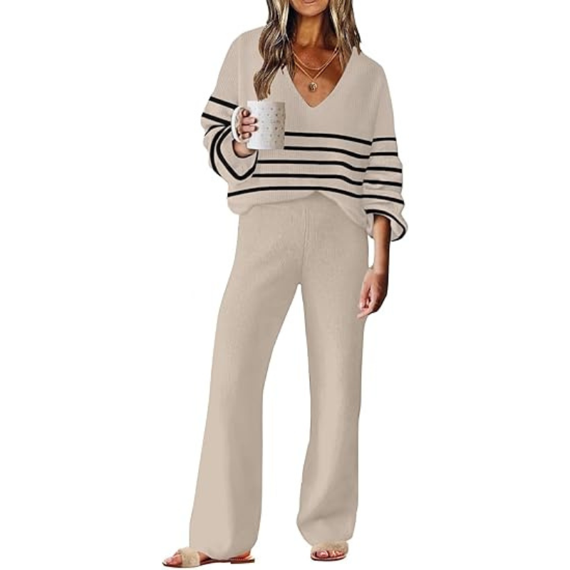 Two Piece For Women With Knit Sweater Top And And Matching Pants Loungewear - Image 4