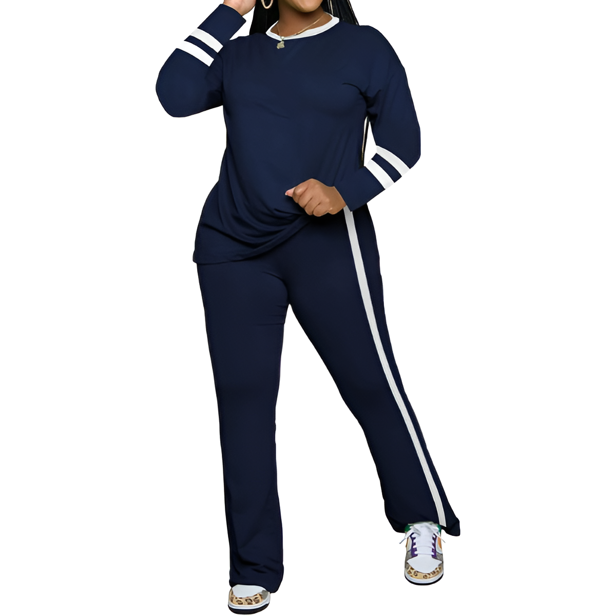 Two Piece Lounge Sets For Women With Long Sleeve Casual Top And Flare Pants - Image 43