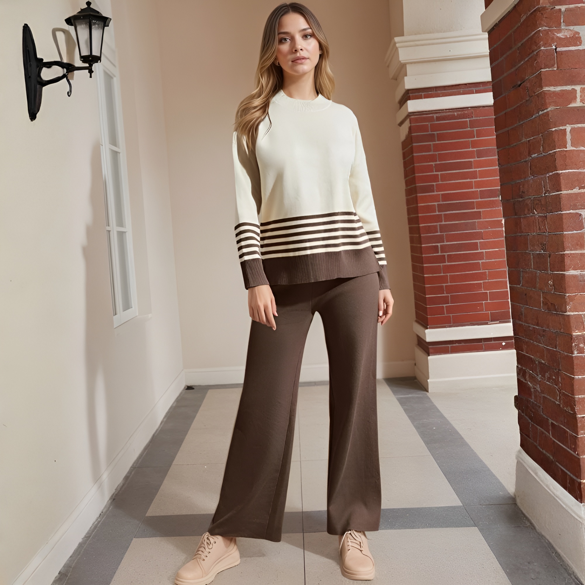 Two Piece Lounge Sets For Women With Knitted Pullover Sweater And Matching Pants - Image 24