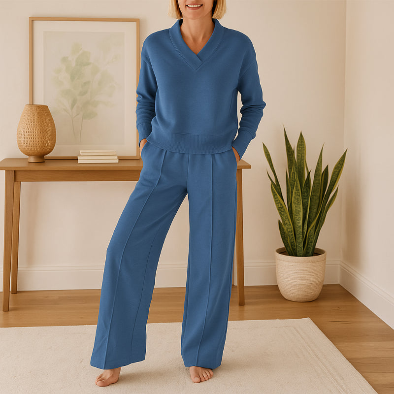 Comfy V Shape Loungewear Set With Pants - Image 2