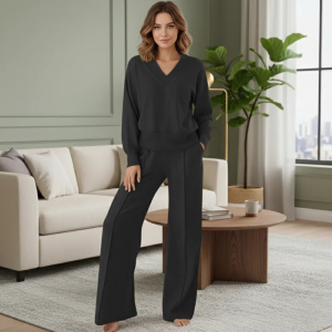 Cozy V Shape Lounge Set with Wide Pants