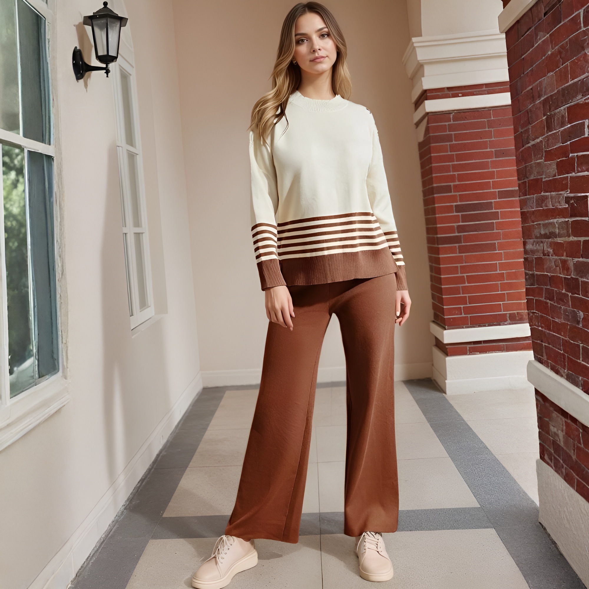 Two Piece Lounge Sets For Women With Knitted Pullover Sweater And Matching Pants - Image 10