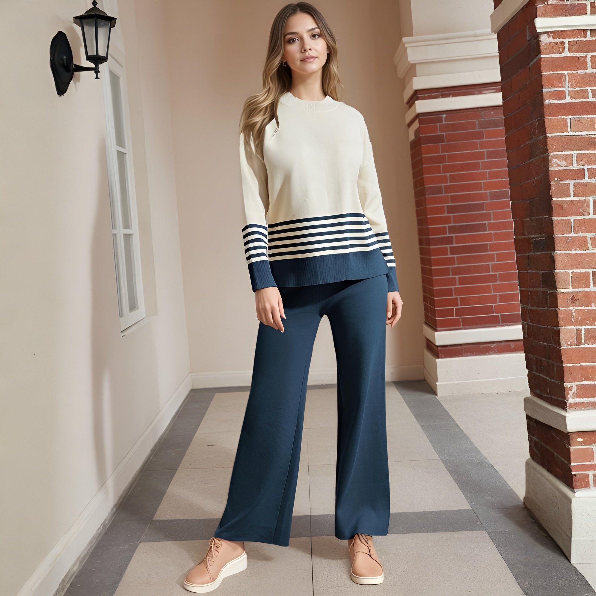 Two Piece Lounge Sets For Women With Knitted Pullover Sweater And Matching Pants - Image 8