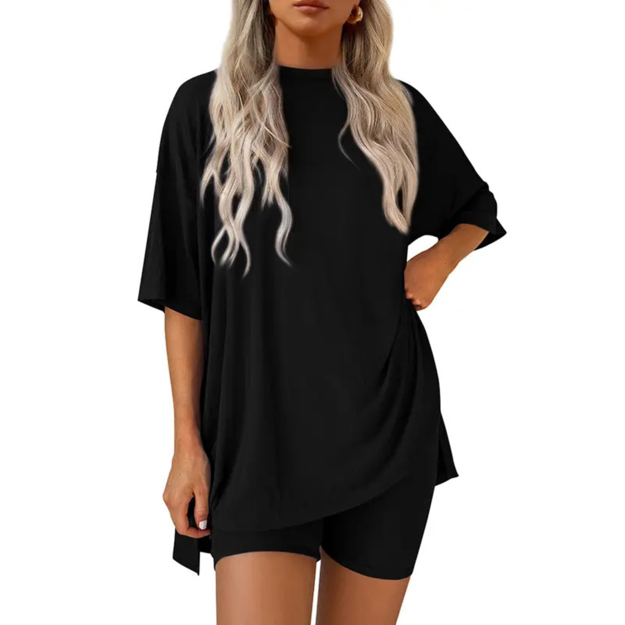 Oversized Top And Shorts Two Piece Lounge Set For Women - Image 12