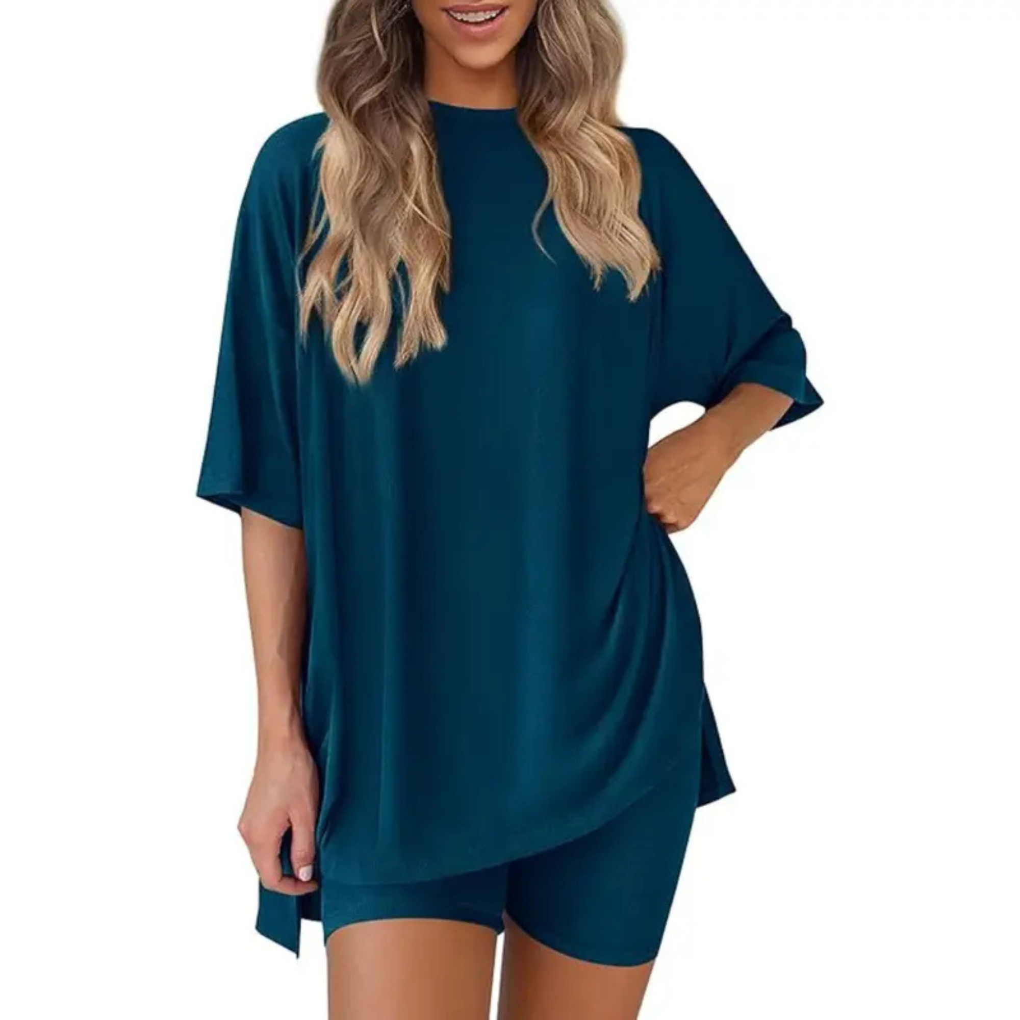 Oversized Top And Shorts Two Piece Lounge Set For Women - Image 13