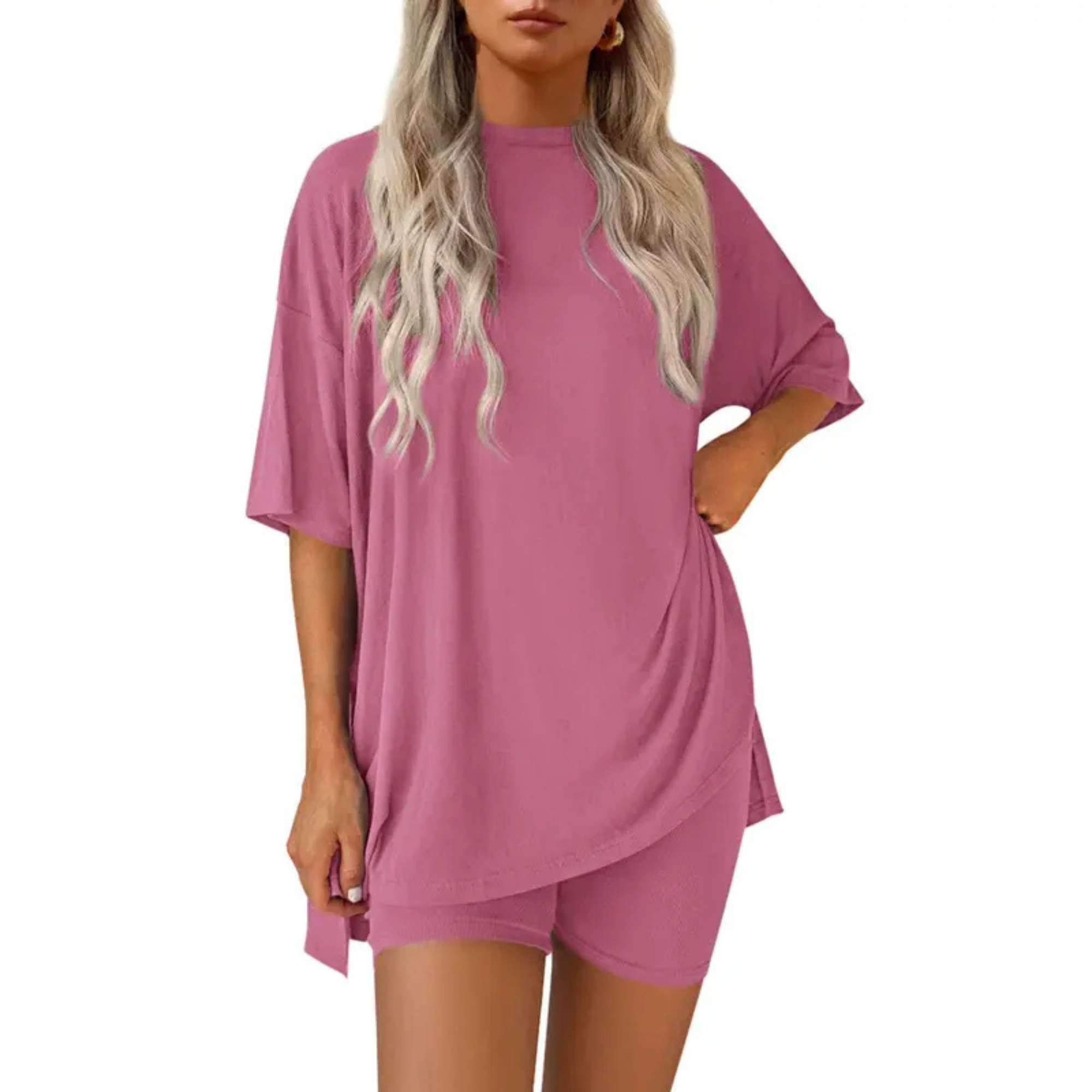 Oversized Top And Shorts Two Piece Lounge Set For Women - Image 14