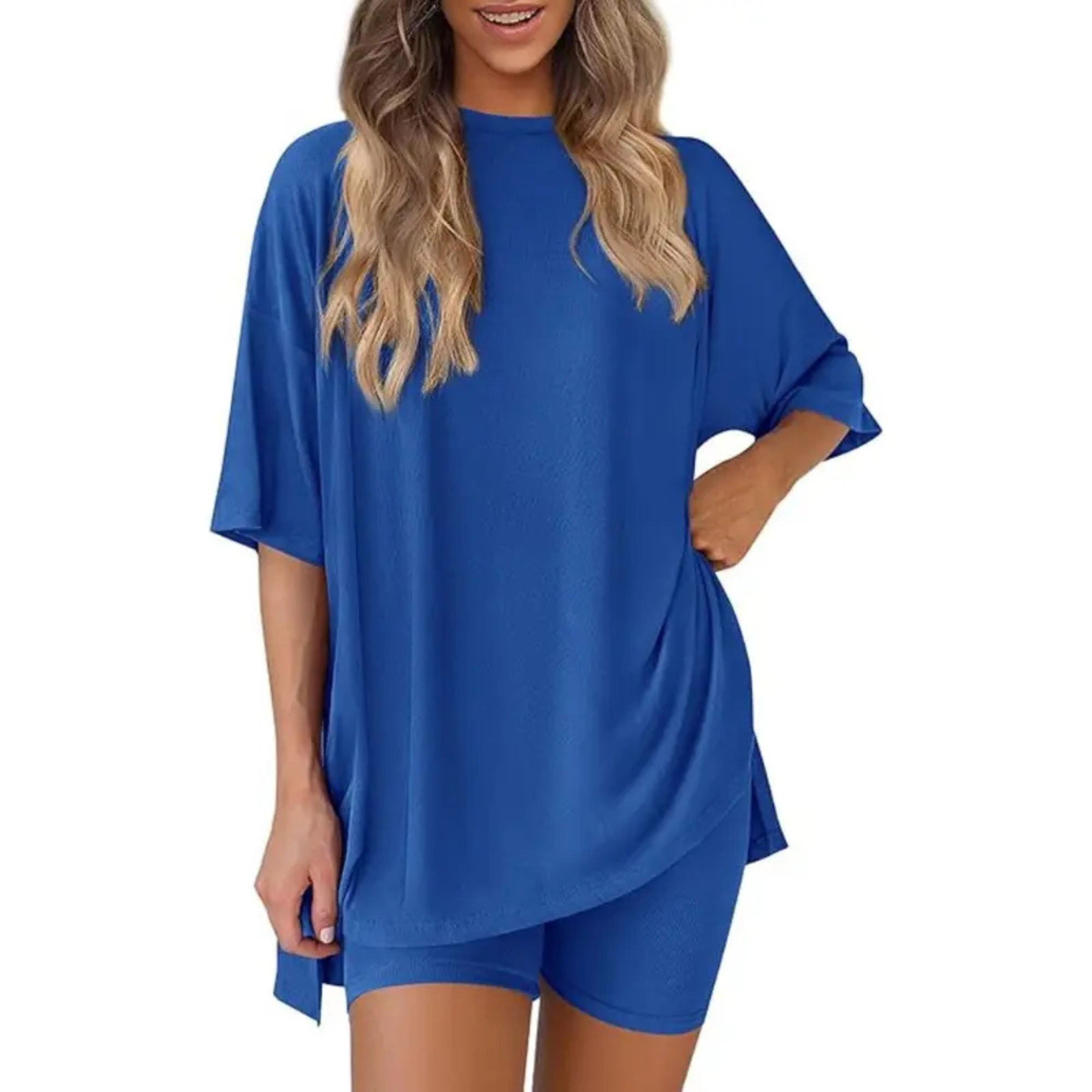 Oversized Top And Shorts Two Piece Lounge Set For Women - Image 16