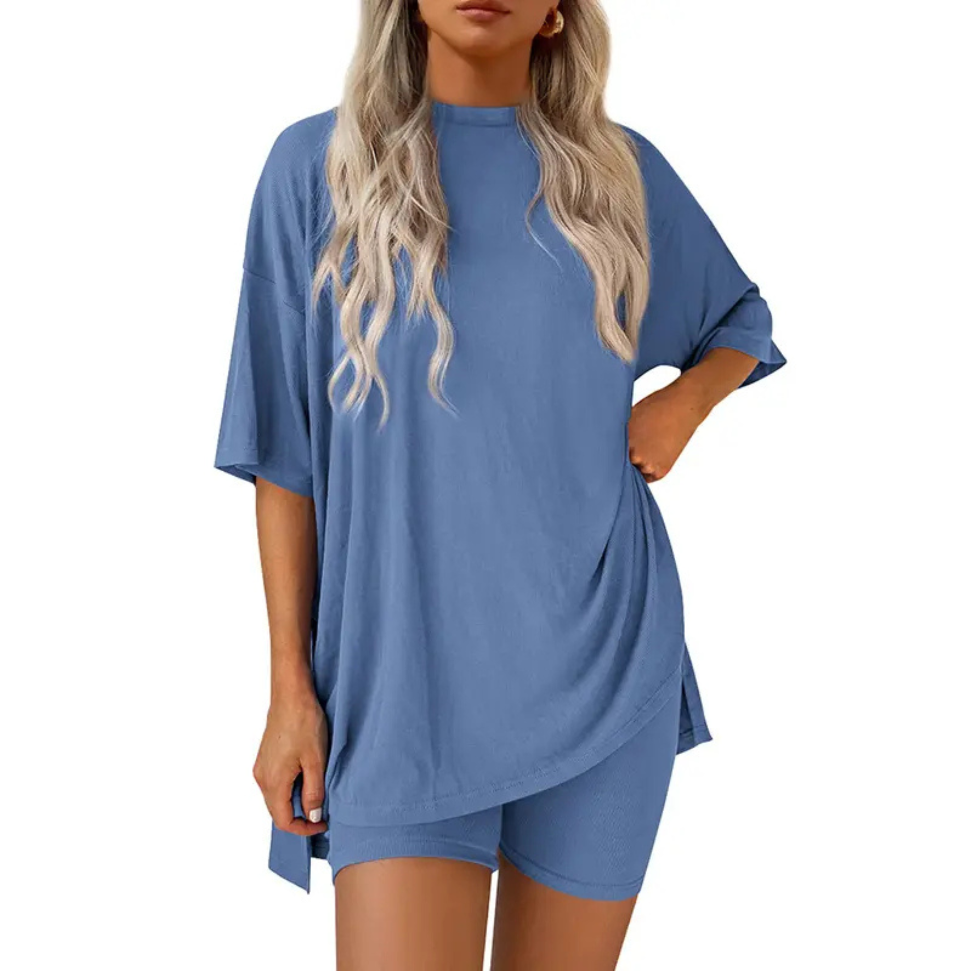 Oversized Top And Shorts Two Piece Lounge Set For Women - Image 17